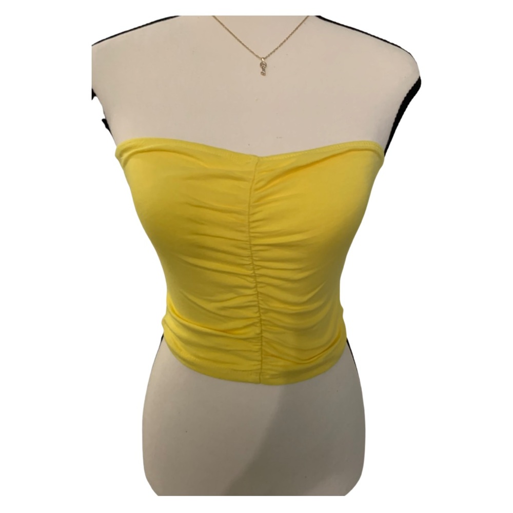 Yellow Ruched Tube top - Picture 2 of 3